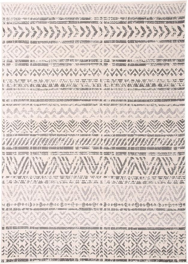 Rugshop Geometric Boho Large Area Rug – Gray Tribal Pattern, Perfect for Living Room, Bedroom, Dining Room, 9' x 12'
