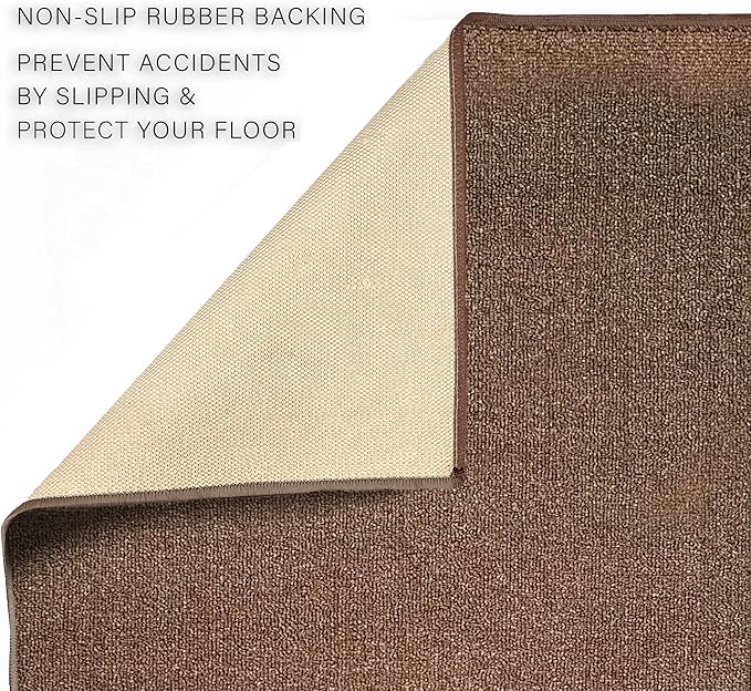 Custom Made Runner Rug Low Pile with Rubber Backing for Kitchen Foyer Hallway Entry Choose Your Length Size 31 Inch Wide Solid and Plain Brown Color (3 feet x 31 Inch)