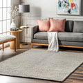 nuLOOM 4 Square Penelope Wool Braided Handmade Area Rug, Light Grey, Solid Rustic Farmhouse Style, For Bedroom, Living Room, Hallway, Entryway