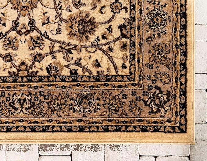 Unique Loom Sialk Hill Collection Area Rug - Washington (9' 10" x 13' 1" Rectangle Ivory/Black)