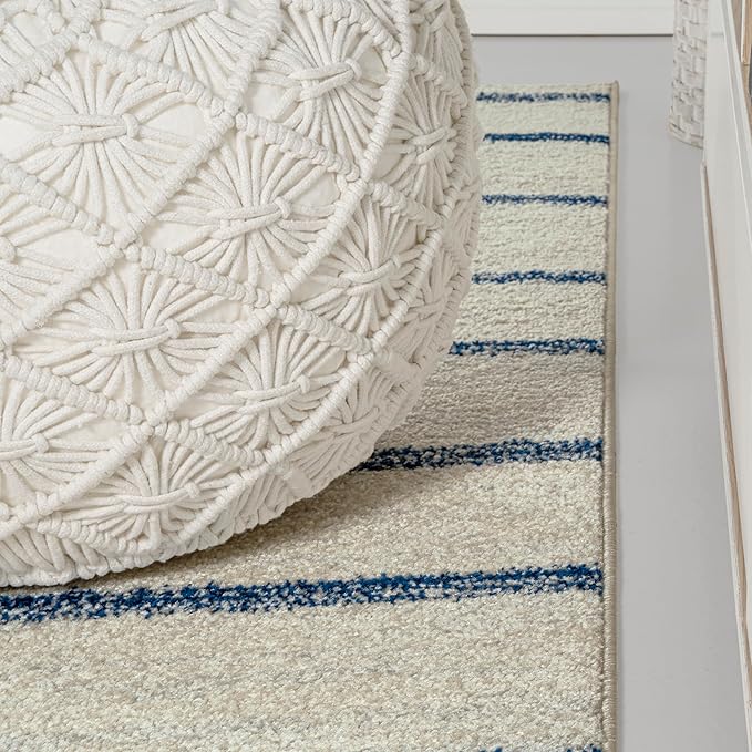JONATHAN Y Williamsburg Minimalist Stripe Cream/Navy Indoor Area Rug, 4x6, Contemporary, Modern, Easy-Cleaning for Living Room, Bedroom, Kitchen, Pet Friendly, Non-Shedding (MOH201E-4)