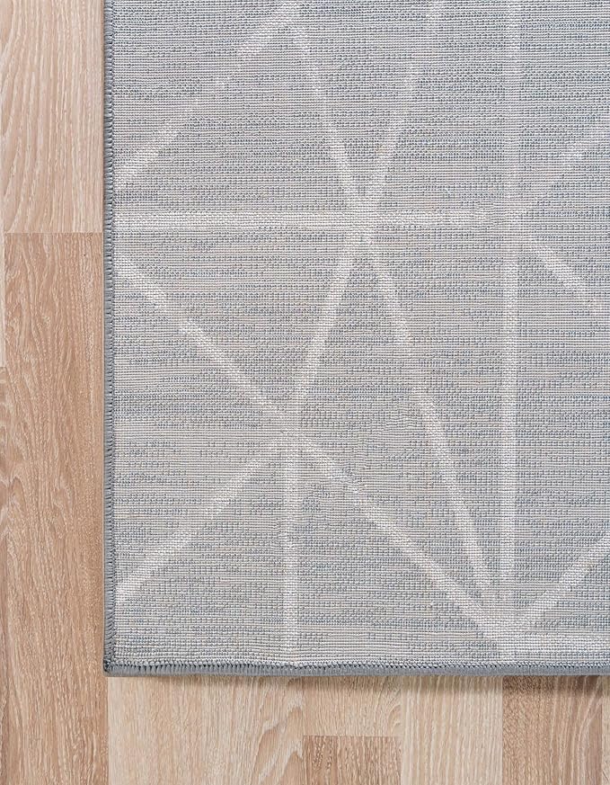 Rugs.com Lattice Trellis Collection Rug – 10 Ft Runner Gray Low-Pile Rug Perfect for Hallways, Entryways
