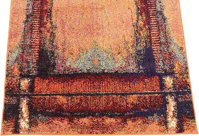 Unique Loom Estrella Collection Rustic, Distressed, Modern, Abstract Area Rug (3' 3 x 5' 3 Rectangular, Orange/Black)
