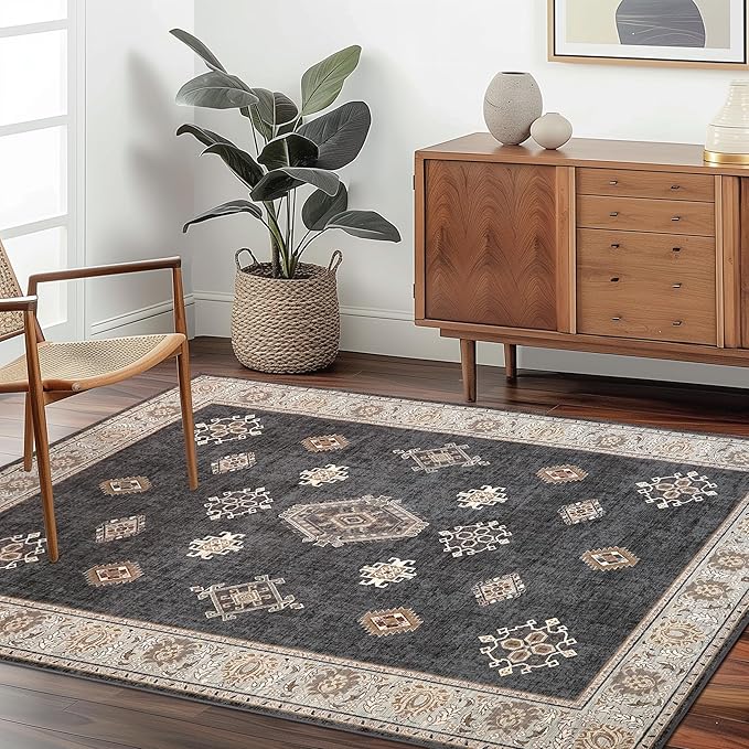 ILANGO Area Rugs 3'x5' Non Slip for Entry Indoor Vintage Washable Rugs for Laundry Entryway Hallway Ultra-Thin Low-plie Floor Carpet for Bedroom Living Room Kitchen