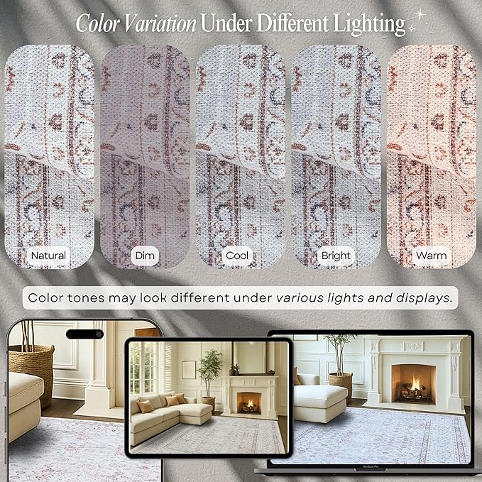 Fame Rugs Turkish Rug. Washable Vintage Oriental Antique Inspired Traditional Doormat Small Modern Area Rugs Luxury Entryway Entry Bedroom Bathroom Kitchen (411CC, 2'5 x 5')