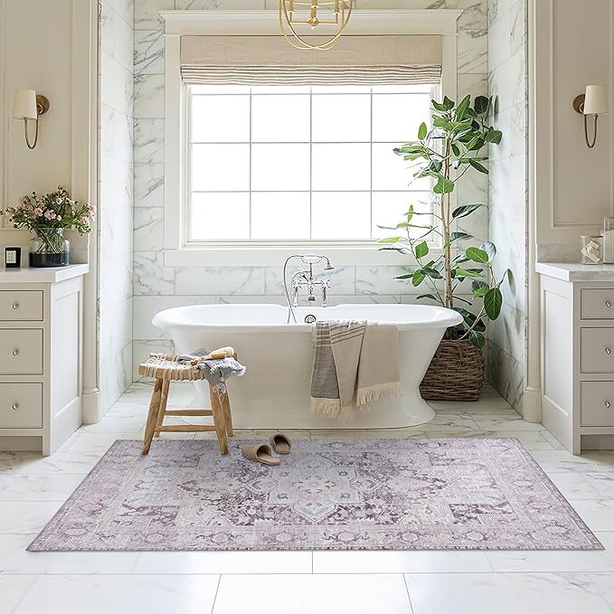 Washable Area Rug. Modern Farmhouse. Vintage. Turkish. Bohemian. Distressed. Oriental. Traditional. Rugs for Living Room. Dining. Bedroom. Office. Entryway. Foyer. (861PP, 9' x 12')