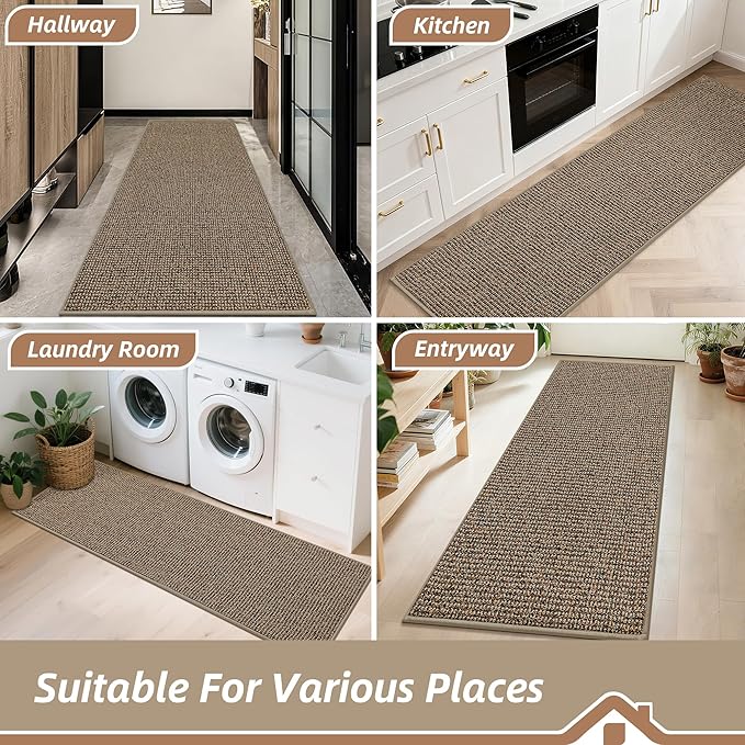 BEQHAUSE Hallway Runner Rugs 2.6x8, Hallway Rug Non-Slip Washable(Rolled-Up NO Creases), Runner Rug Absorbent Stain Resistant Hall Rug Carpet Runner, Entryway Rugs Floor Mat Laundry Room Rugs, Taupe