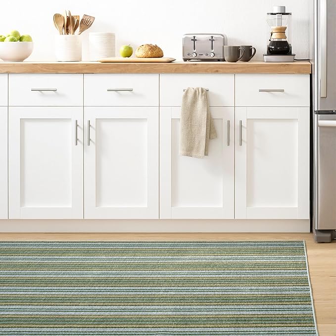 Dash and Albert Caravan Machine Washable Area Rug - 2.5' x 8' Runner Multicolor Stripe Washable Accent Rug Durable, High Traffic Area Hallway, Bedroom, Stairs