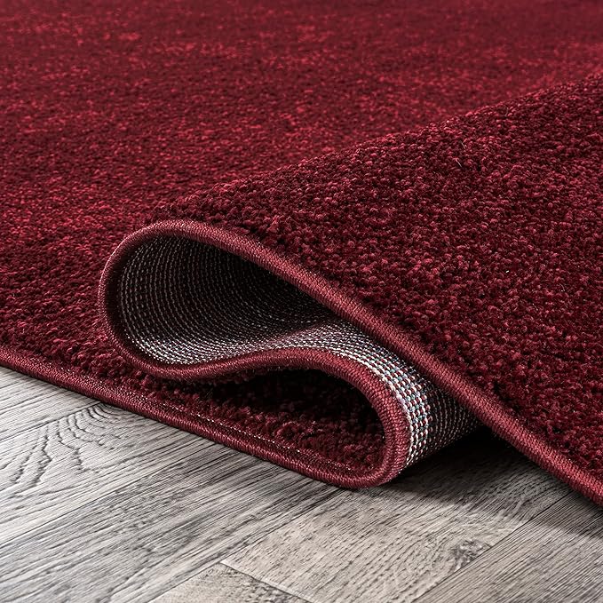Eyely UES100Q-9SQ Supersoft Haze Solid Low-Pile Indoor Area Rug, Coastal, Bohemian, Minimalist, Classic, Casual for Bedroom,Kitchen,Living Room,Non Shedding,Easy-Washing, Red, 9' Square