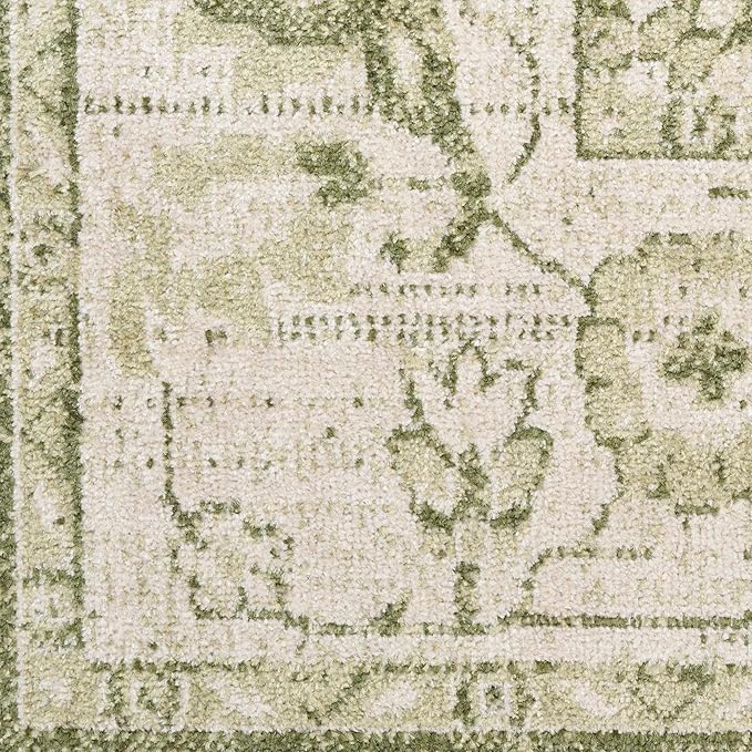 Nourison Home Astra Machine Washable Ivory Green 3'3" x 5' Area Rug - Easy Clean, Non Shedding, Bed Room, Living Room, Dining Room, Kitchen (3' x 5')