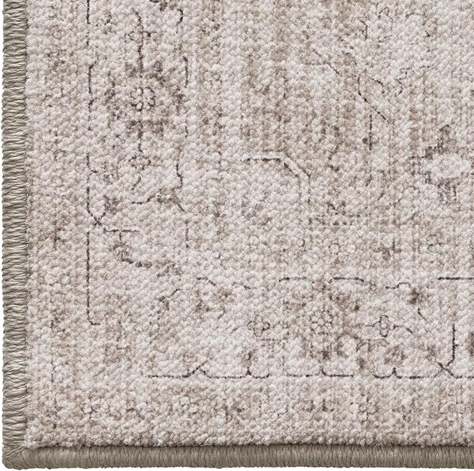 LUMI 8x10 Washable Area Rug for Living Room, Ultra Soft Vintage Rug with TPE Non Slip Backing, Stain Resistant, Low Profile Carpet High Traffic for Bedroom, Dining Room