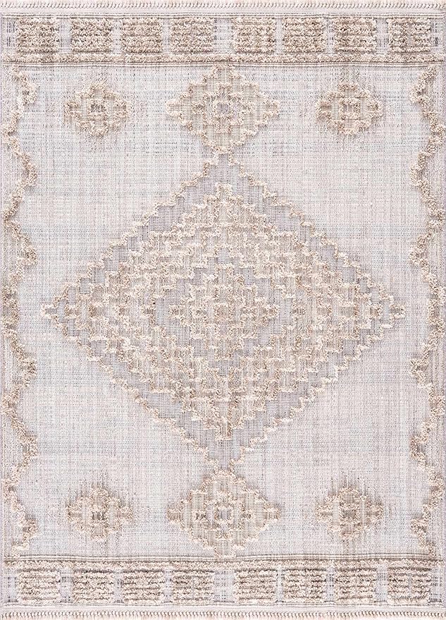 Hauteloom Ampusungan Hallway, Kitchen Runner Rug - Geometric - Charcoal, Cream, Beige - 2'7" x 10'