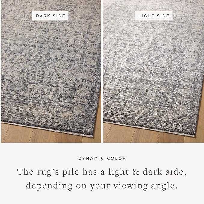 Loloi Amber Lewis Alie Collection ALE-03 Charcoal/Dove 7'-10'' x 7'-10'', .13'' Pile Height, Round Area Rug