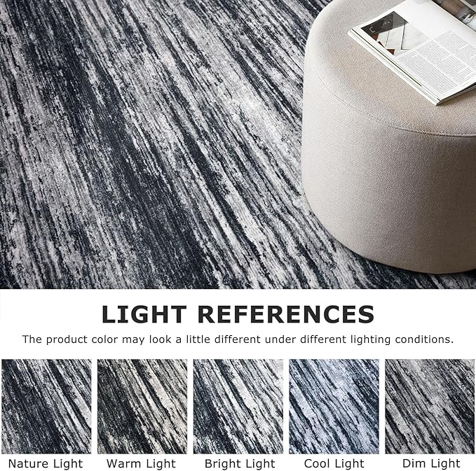 2x3 Modern Abstract Rug for Entryway, Black Super Soft Small Area Rug, Washable Non-Slip Kitchen Rugs, Low-Pile Mat Carpet for Bedside, Indoor Door Mat