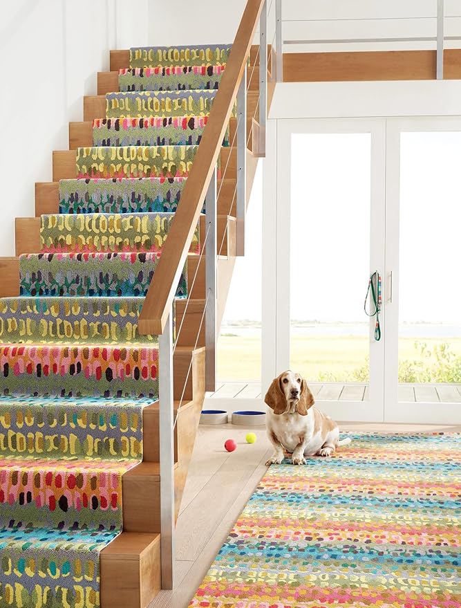 Dash and Albert Paint Chip Wool Area Rug - 5' x 8' Multicolor Graphic Hand Micro Hooked Accent Rug - Durable, High Traffic Areas Hallway, Living Room, Stairs