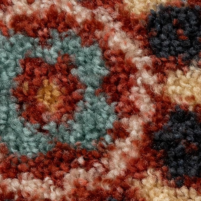 Maples Rugs Reggie Floral Runner Rug - Made in USA - Washable, Non Slip Indoor Carpet for Kitchen, Hallway, and Laundry Room, 2' x 5', Merlot