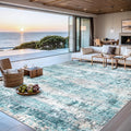 Area Rugs 10x14 Living Room - Washable Rug Modern Abstract Soft Large Neutral Non-Slip Carpet Indoor Floor Thin Carpets for Bedroom Dining Room Farmhouse Nursery Home Office Green