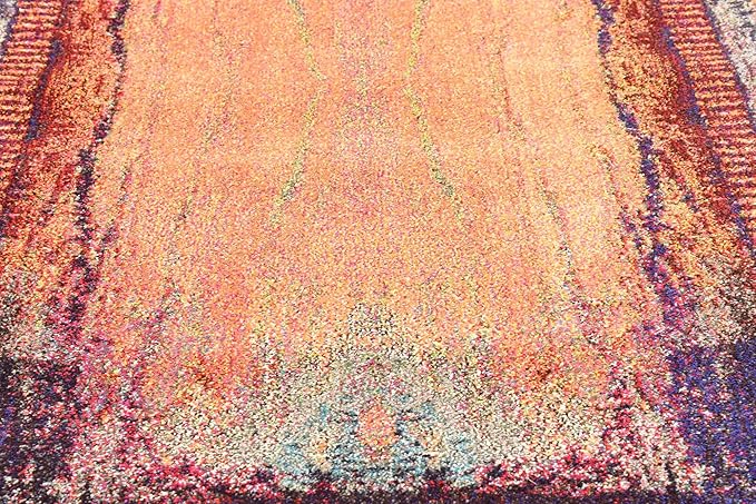 Unique Loom Estrella Collection Rustic, Distressed, Modern, Abstract Area Rug (5' 0 x 8' 0 Rectangular, Orange/Black)