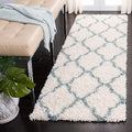 SAFAVIEH Dallas Shag Collection Runner Rug - 2'3" x 10', Ivory & Light Blue, Trellis Design, Non-Shedding & Easy Care, 1.5-inch Thick Ideal for High Traffic Areas in Living Room, Bedroom (SGD257J)