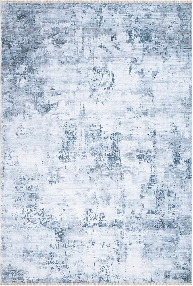 Bloom Rugs Caria Washable Non-Slip 9x12 Rug - Blue/Gray Modern Abstract Area Rug for Living Room, Bedroom, Dining Room, and Kitchen - Exact Size: 9' x 12'