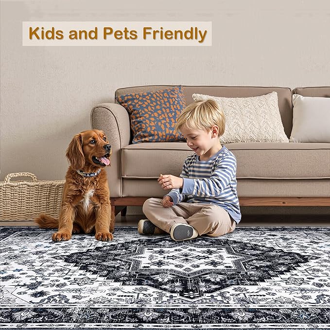 2x3 Rug,Boho Vintage Oriental Washable Rugs,Collapsible Area Rug for Bedroom, Entryway, Kitchen, Bathroom