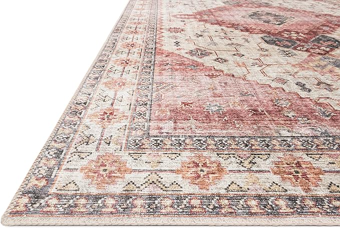 Loloi II Skye Collection SKY-02 Ivory/Berry 5'-0" x 7'-6" Area Rug