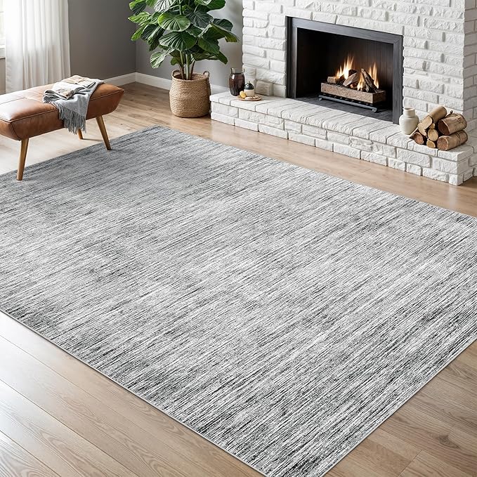 Valenrug Washable Rugs 5x7 - Non Slip 5x7 Area Rugs for Living Room, Stain Resistant Area Rugs for Bedroom, Foldable Machine Washable Area Rug(5'x7', Black)