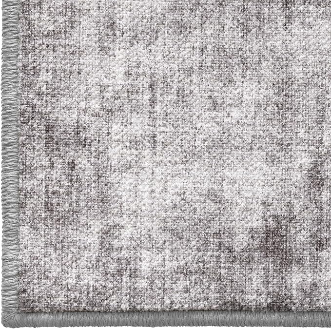 LUMI 8x10 Washable Neutral Area Rug, Ultra-Soft, Non-Slip, Low-Profile Grey Carpet with Enhanced Anti-Slip Backing for Living Room, Bedroom, Indoor Spaces, and Home Décor