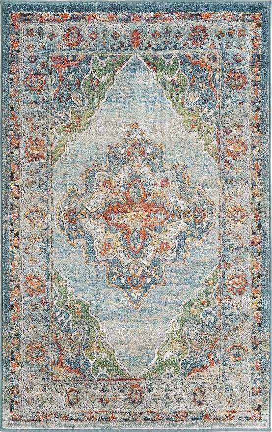 Unique Loom Isabella Collection Area Rug - Rossellini (3' 3" x 5' 3" Rectangle, Blue/ Beige)