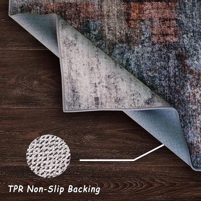 vivorug Grey Runner Rug 2x10 Machine Washable Rug with Non-Slip Backing, Ideal for Kitchen Hallway Entryway Laundry Room - Modern Abstract, Durable, Easy Clean, Low Pile Carpet Runner