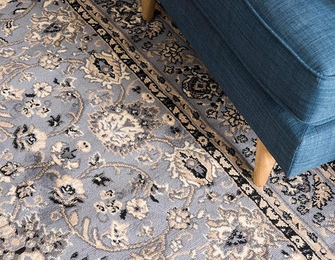 Unique Loom Sialk Hill Collection Area Rug - Washington (6' 1" x 9' Rectangle Gray/Black)