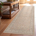 Well Woven Asha Rome Beige Cream 2'3" x 7'3" Runner Rug - Oriental Floral Pattern, Easy Clean, Floor-Friendly Backing - for Hallway, Entryway, and Kitchen