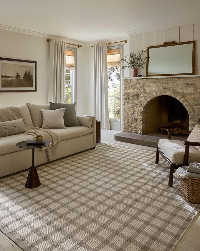 Loloi Magnolia Home by Joanna Gaines Ryder Collection RYD-02 Stone/Ivory 8'-6" x 11'-6" Area Rug
