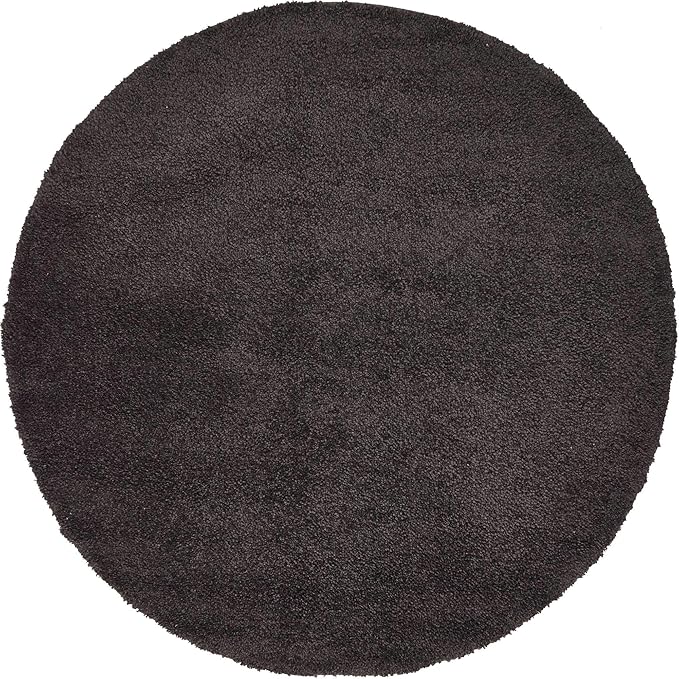 Unique Loom Solo Collection Area Rug - Calabasas (6' 1" Round, Charcoal/ Black)