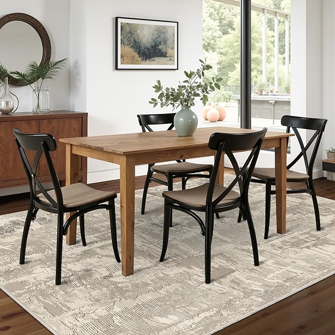 Washable Rug 3x5 Area Rug for Living Room Bedroom, Modern Abstract Throw Rug Indoor Floor Carpets Low Pile No Shed Non-Slip with Rubber Backing Dining Room Kitchen Office (Light Brown, 3'x5')