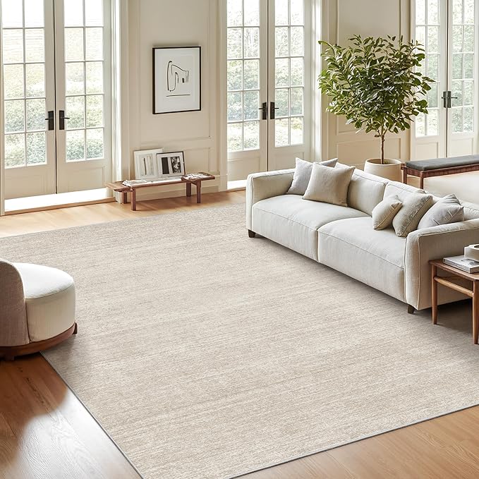 Valenrug Washable Rugs 5x8 - Stain Resistant 5x8 Area Rugs for Living Room, Non Slip Backing Printed Rugs for Bedroom, Folable Machine Washable Area Rug (5'x8', Beige)