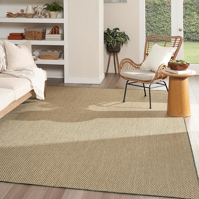 Nourison Home Courtyard 10' x 14' Green Fabric Area Rug