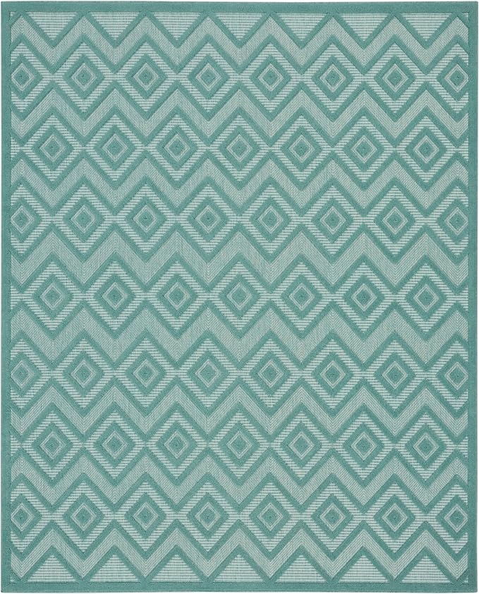 Nourison Home Versatile Aqua Teal 9' x 12' Area Rug - Easy Clean, Non Shedding, Bed Room, Living Room, Dining Room, Kitchen (9' x 12')