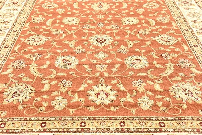 Unique Loom Voyage Collection Traditional Oriental Classic Intricate Design Area Rug (8' 0 x 10' 0 Rectangular, Terracotta/Ivory)