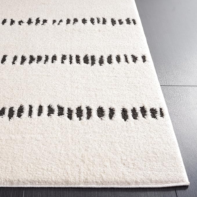 SAFAVIEH Melody Collection Area Rug - 2'2" x 6' Runner, Ivory/Black, Geometric Design, Ideal for High Traffic Areas in Living Room, Bedroom, Dining (MEL114A)