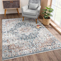 Bloom Rugs Washable Non-Slip 10x14 Rug - Terracotta/Teal Traditional Oriental Area Rug for Living Room, Bedroom, Dining Room, and Kitchen - Exact Size: 10' x 14'