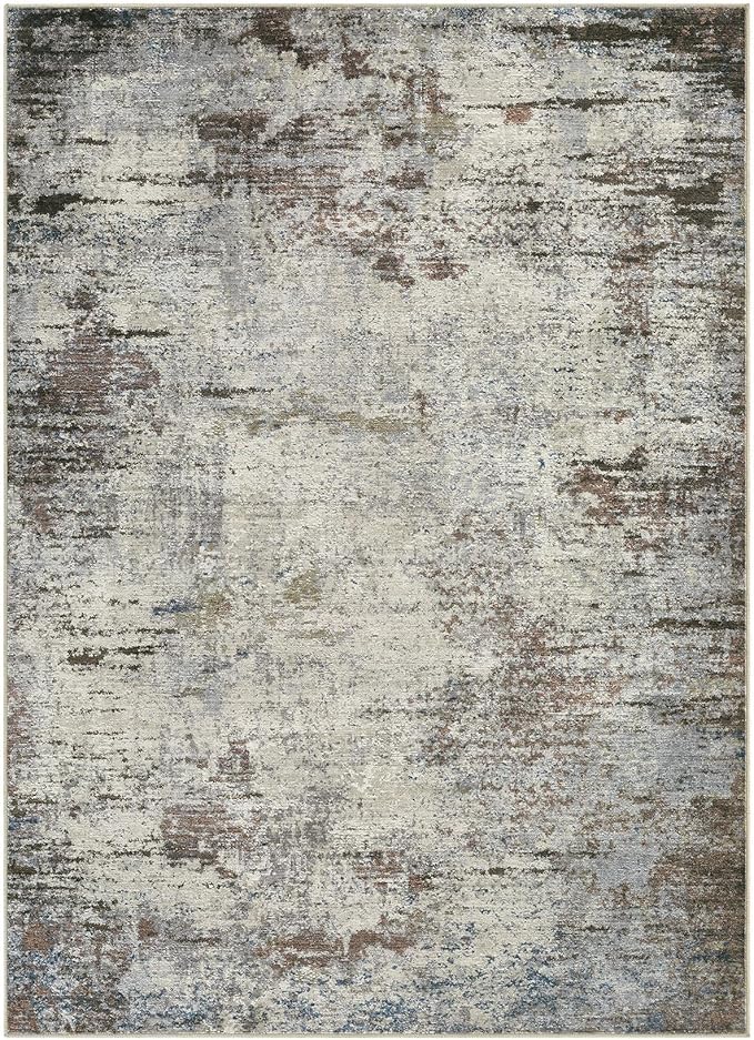 Area Rug Living Room Rugs - 9x12 Washable Large Soft Indoor Neutral Modern Abstract Low Pile Rug Carpet for Bedroom Dining Room Farmhouse Home Office - Brown Rust