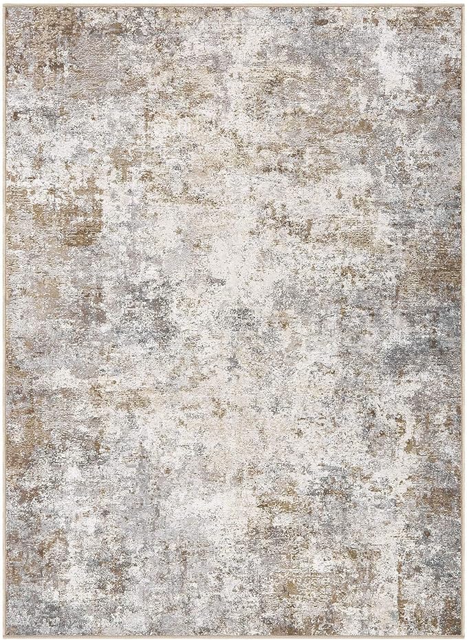 4x6 Area Rug Living Room Rugs - Washable Neutral Modern Abstract Soft Thin Rug Indoor Floor No Slip Rug Carpet for Bedroom Under Dining Table Home Office Decor - Brown Grey