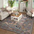 Rugcomf Area Rugs 5x7 Vibrant Tree of Life-Patterned Vintage Washable Area Rug Non Slip Low Pile Large Rugs for Living Room Bedroom Farmhouse Dining Room Kids Playroom, Grey