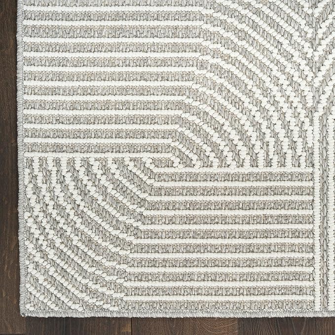 Nourison Home Textured Home Grey Ivory 3'11" x 5'11" Area Rug - Easy Clean, Non Shedding, Bed Room, Living Room, Dining Room, Kitchen (4' x 6')