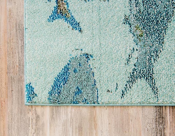 Unique Loom Positano Collection Coastal Modern Fish Light Blue Area Rug (5' x 8')