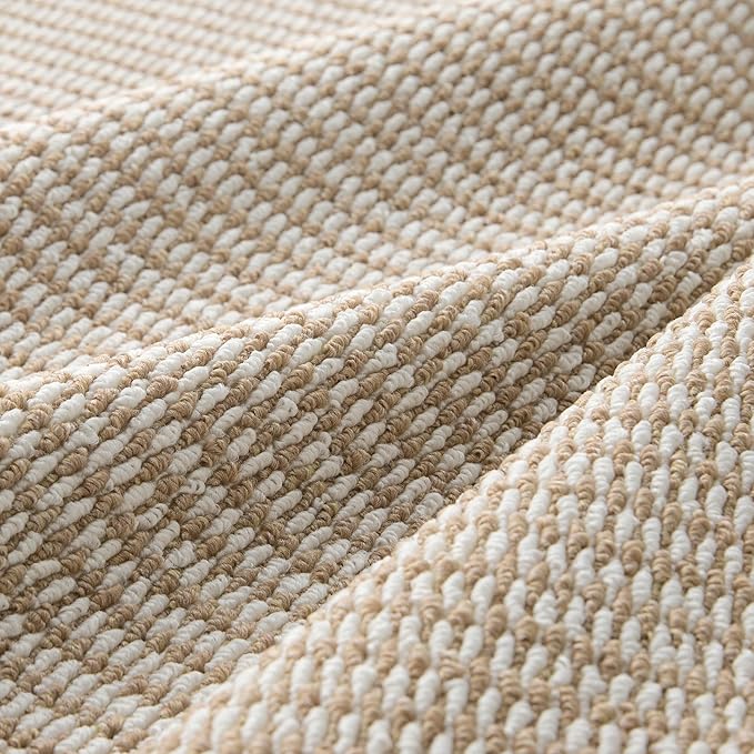 Bedsure 5x7 Faux Wool Area Rugs for Living Room, Machine Washable Carpet, Non-Slip Backing, Pet Friendly Throw Rug for Bedroom Dining Room, Natural Ivory