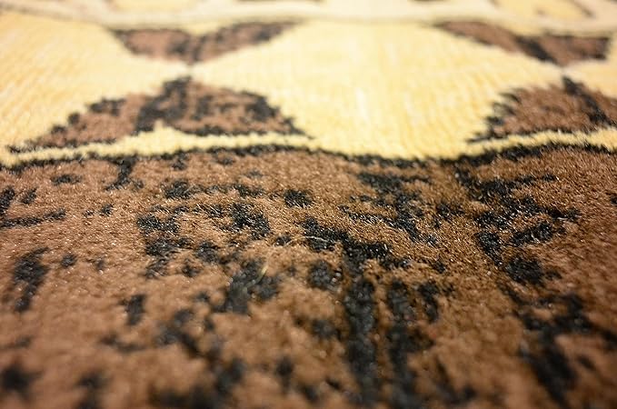 Unique Loom Taftan Collection Border Geometric Tribal Inspired Design Area Rug (9' 10 x 13' 0 Rectangular, Brown/ Tan)