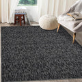 RUGSREAL Living Room Area Rug 9x12 Machine Washable Rug Non-Slip Stain Resistant Modern Abstract Bedroom Rug Contemporary Throw Floor Carpet for Dining Room Solid Area Rug for Home Office, Black
