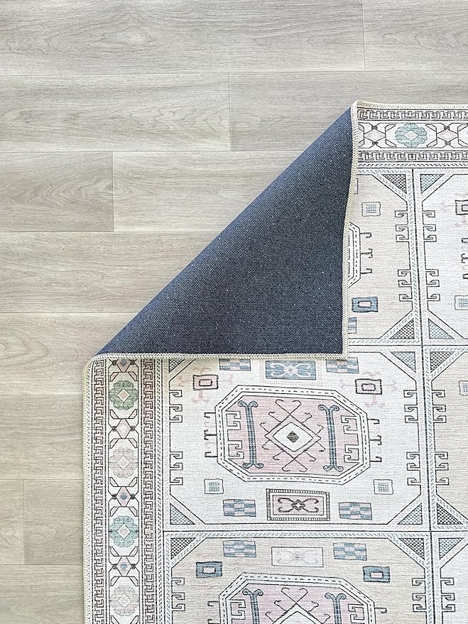 Fame Living Faded Oushak Rug, Turkish Vintage Floral Pastel Large Oversized Area Rugs for Living Room Dining Bedroom Kitchen Bathroom Nursery (848BrCr, 7'5" x 9'8")